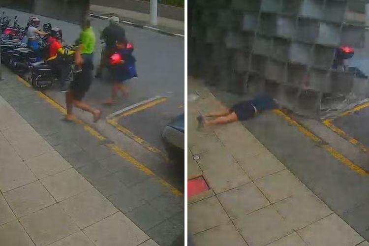 Pai e filho são internados após estrutura de loja desabar durante ventania no litoral de SP; VÍDEO