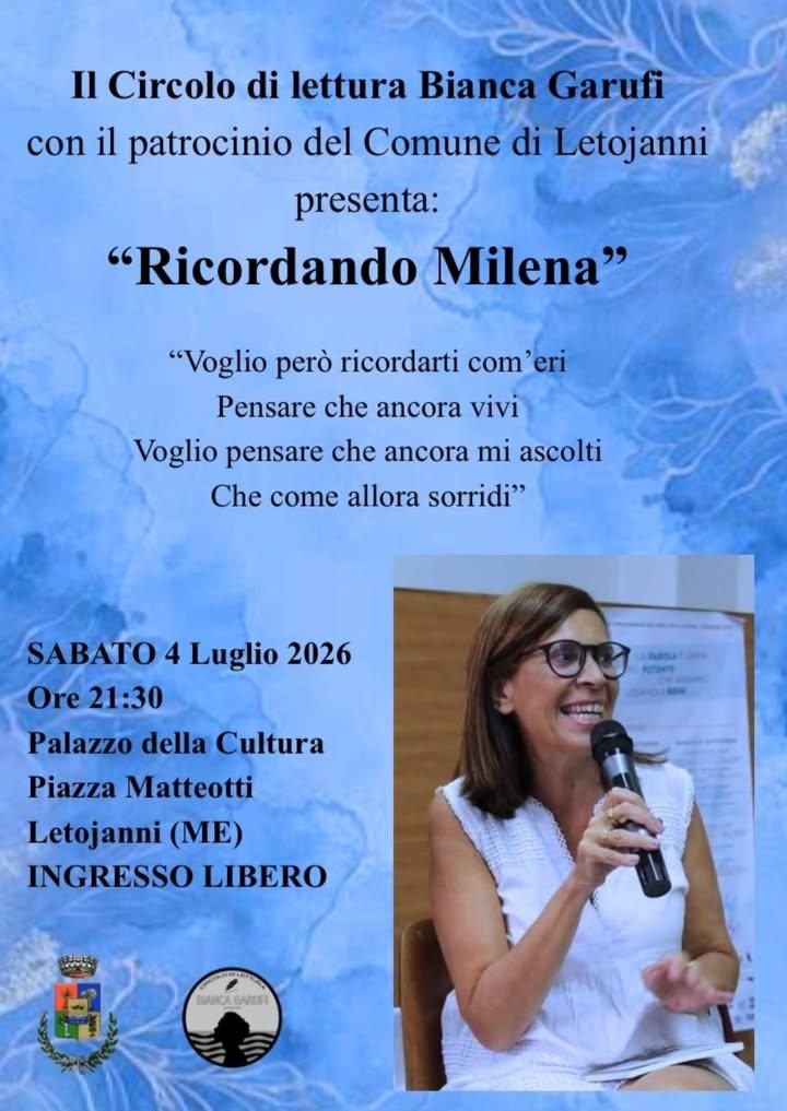 📌RICORDANDO MILENA Il Circolo di lettura "Bianca Garufi" dedica una serata in ricordo della professoressa Milena Privit...