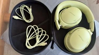 bose headphones in open case with two included wires