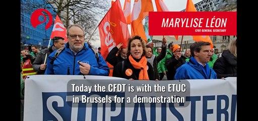 La CFDT présente à la manifestation contre l'austérité à Bruxelles le 12 décembre