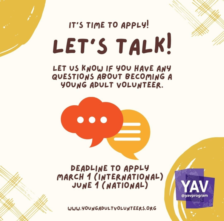 Young Adult Volunteer (YAV) Applications are Live!