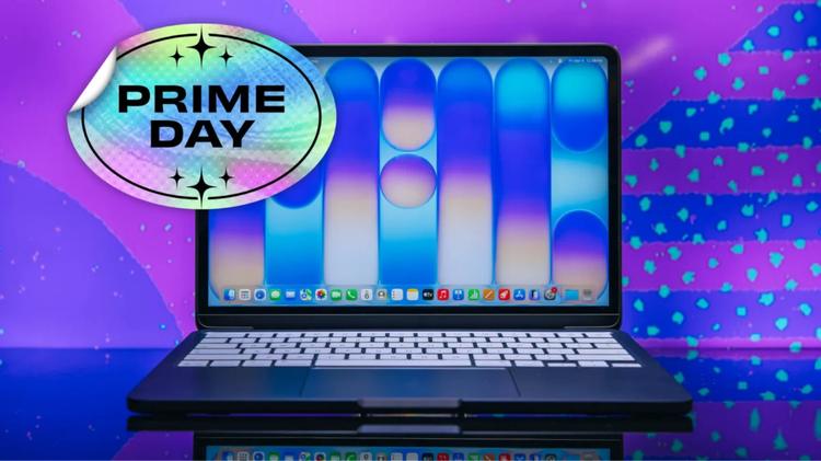 the apple macbook neo with a prime day sticker on it