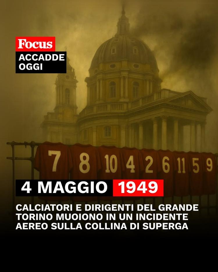 #AccaddeOggi | #4maggio 1949 – La tragedia di Superga Alle 17:03 l'aereo Fiat G.212 della compagnia aerea ALI provenient...