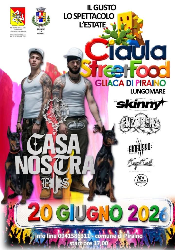 📌 CIAULA STREET FOOD 2026 🍔🎶🎉 😎L’estate si accende sul lungomare di Gliaca di Piraino. 🔥 Ospiti della serata:... �...