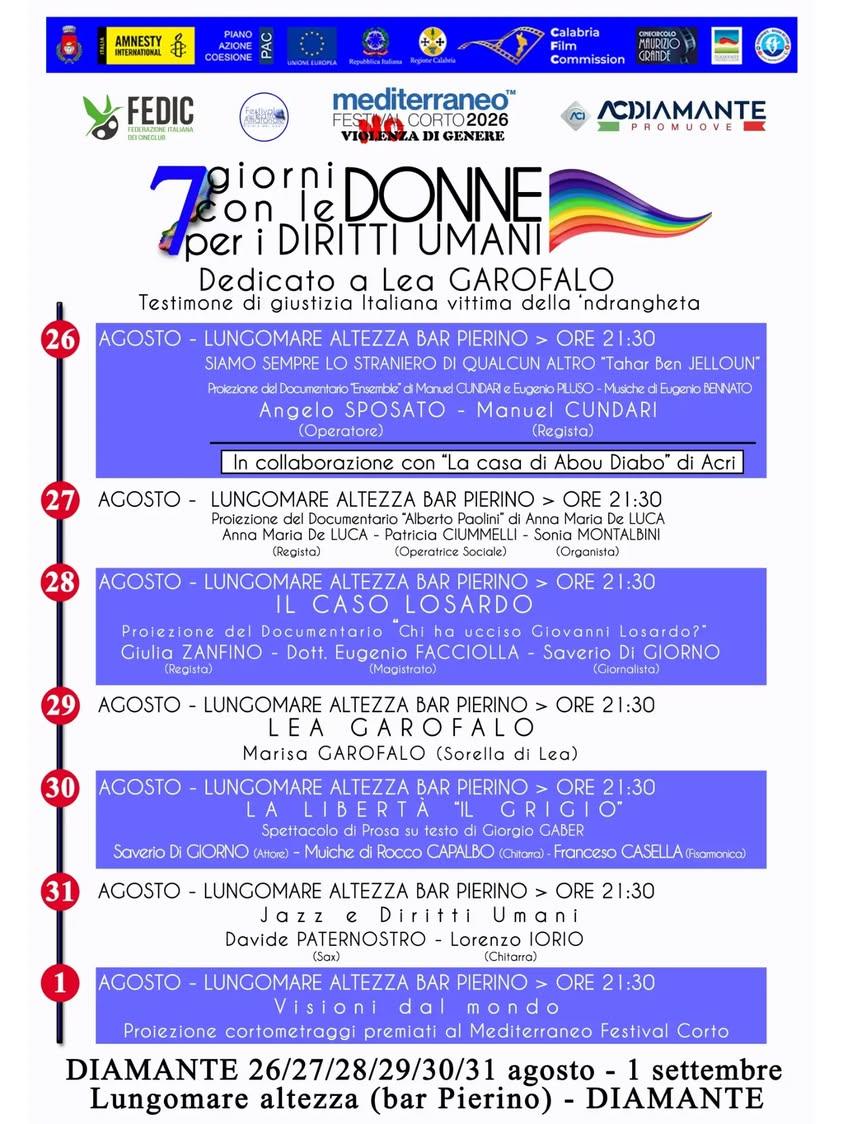 Ecco il programma completo della III edizione di  🏳️‍🌈 7 Giorni con le Donne per i Diritti Umani ♀️  📍 Tutti gli inco...
