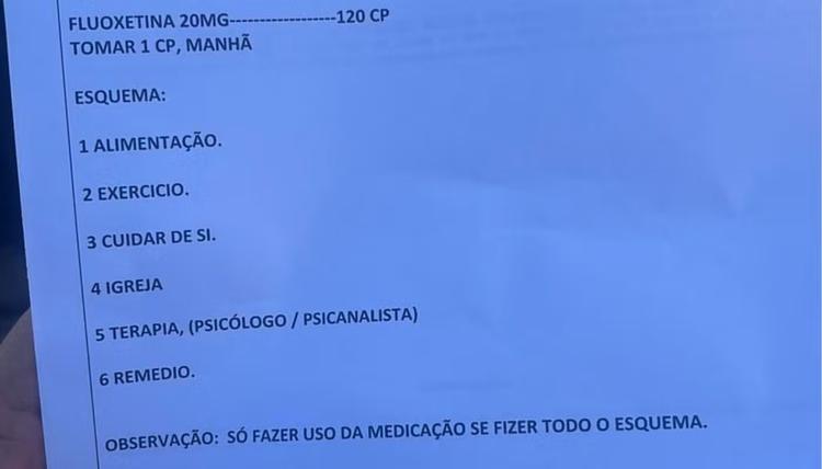 Médico prescreve 'igreja' e 'cuidar de si' em receita de antidepressivo para paciente em Piracicaba