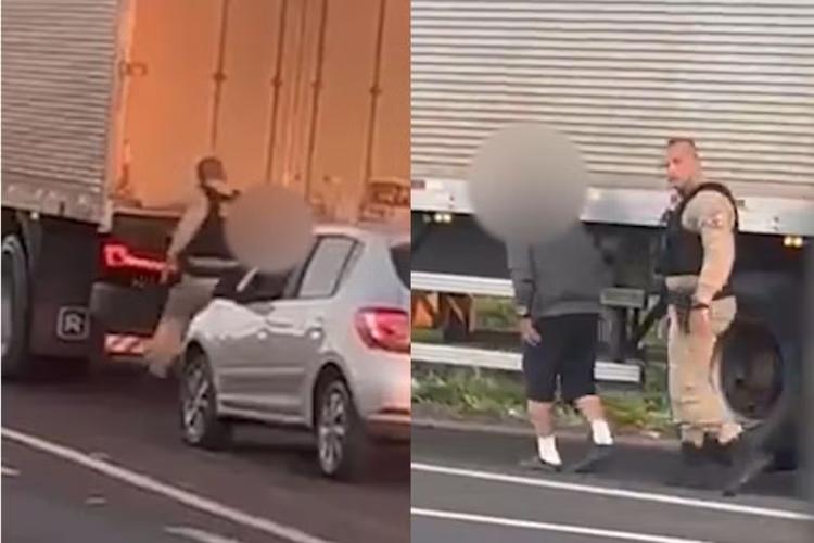 Policial é investigado após agredir caminhoneiro durante abordagem, no PR