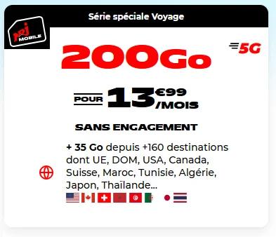 🌍 NRJ Mobile, forfait Voyage 200Go à 14€/mois