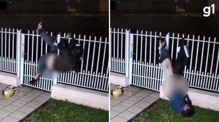 Homem fica pendurado sem calça em grade de casa após tentar invadir a residência no RS; VÍDEO