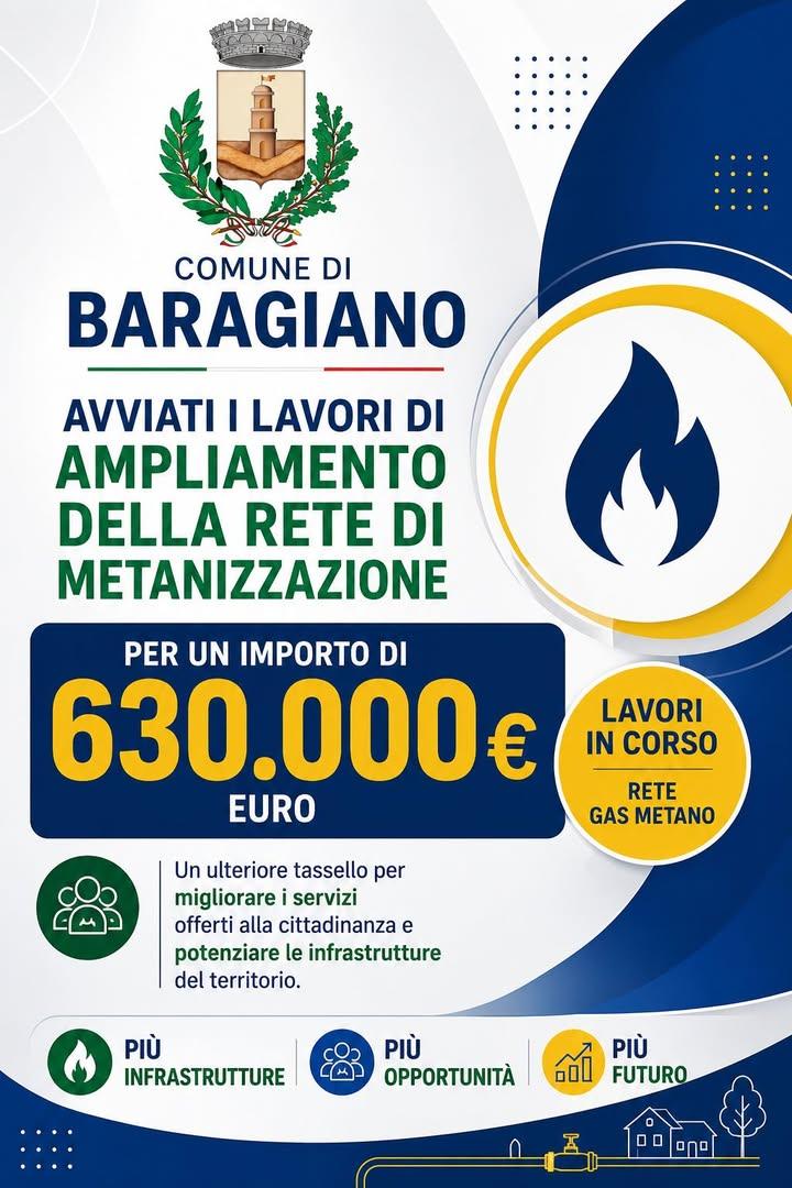 Baragiano: al via i lavori di ampliamento della rete di metanizzazione, investimento da 630.000 euro L'Amministrazione C...