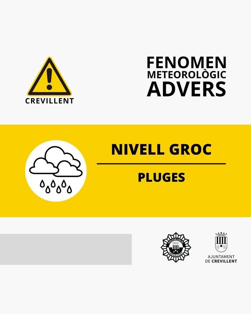 AVISO AMARILLO POR LLUVIAS EN ALICANTE