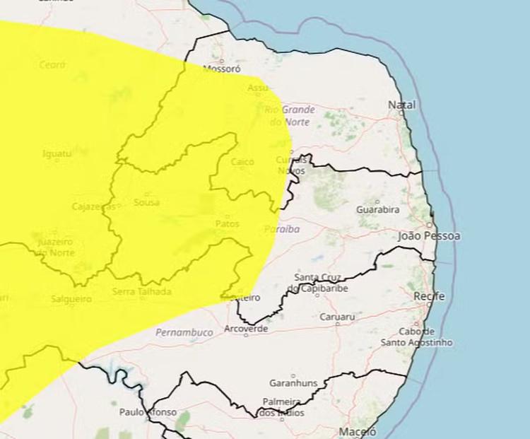 Inmet emite alerta amarelo de baixa umidade do ar para 101 cidades da PB; confira lista