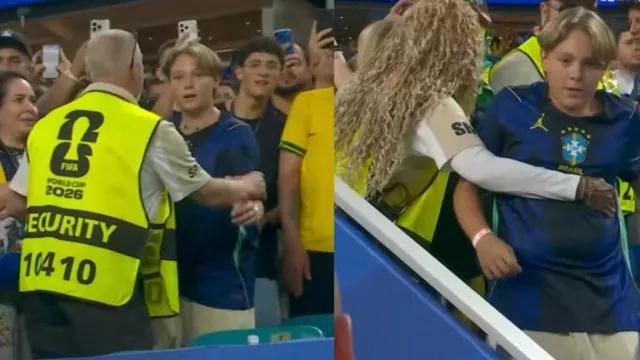 Filho de Neymar é barrado por seguranças após vitória do Brasil