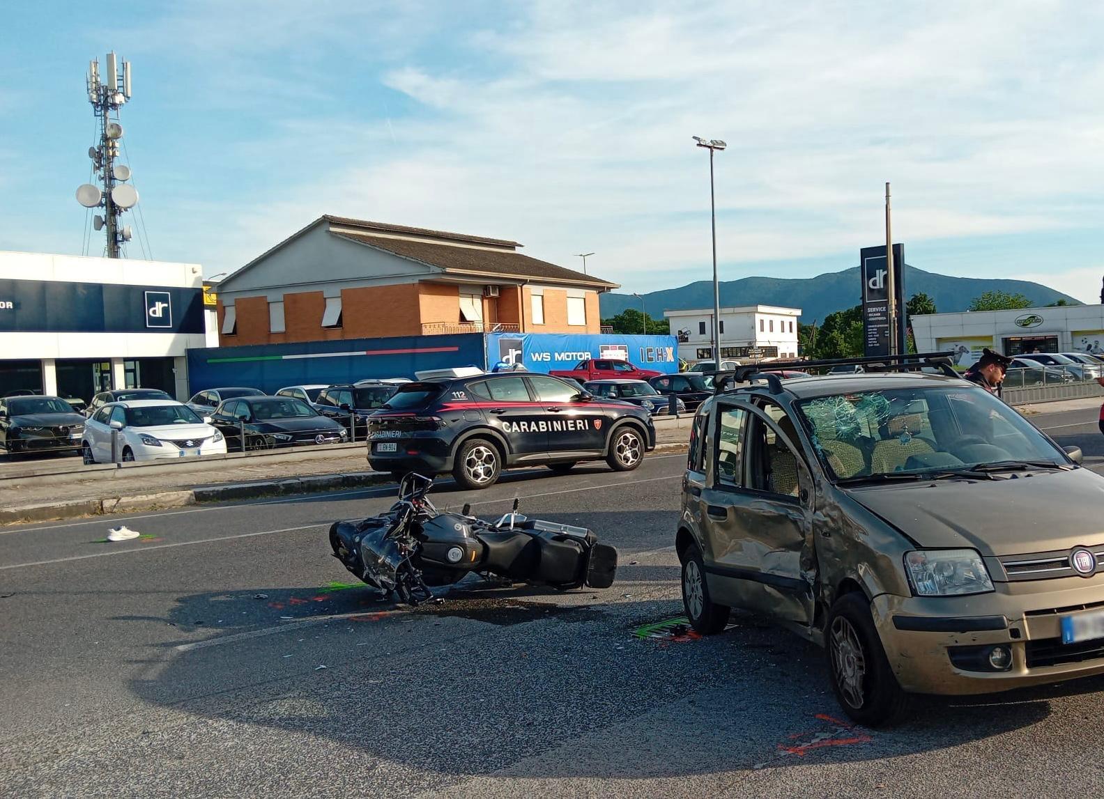 Frosinone – Incidente auto contro moto, un ferito grave