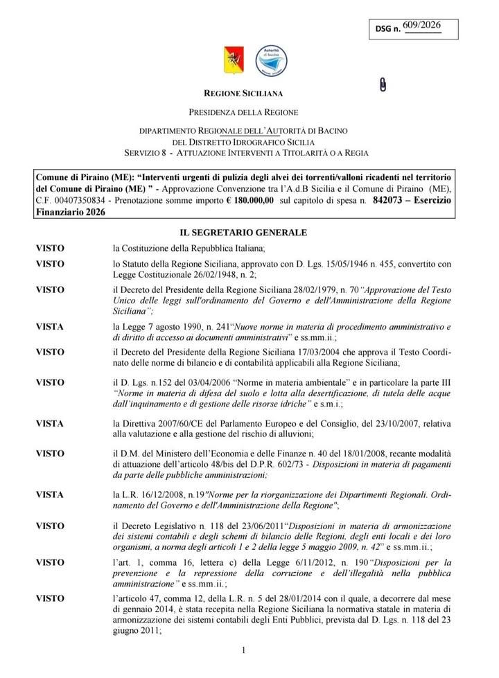 👉 Piraino: Un finanziamento di 180.000 euro dall'Autorità di Bacino per la pulizia dei torrenti ✅️ 📌 E’ di 180.000,00...