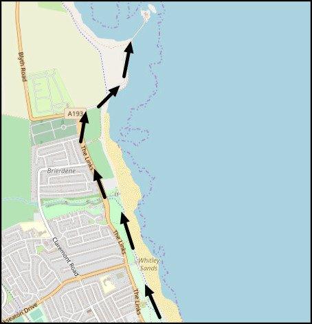 Part 8 of the Whitley Bay & Back Seaside Cycle following National Cycle Route 72 Hadrian's Way onto National Cycle Route 1 passed The Links