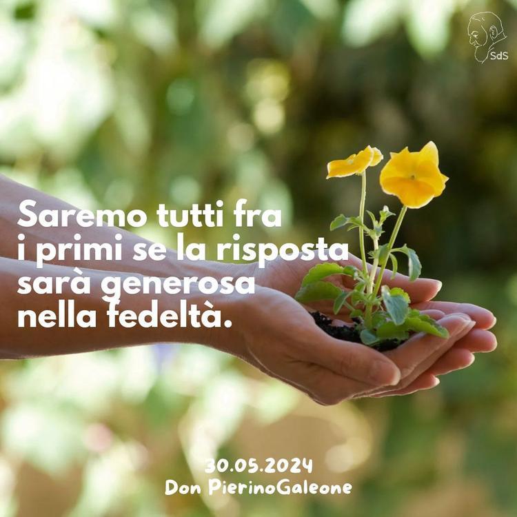 30.05.24
Saremo tutti fra i primi se la risposta sarà generosa nella fedeltà.

Don Pierino Galeone
