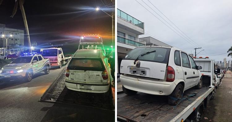 Dois veículos abandonados são removidos pelos agentes de trânsito em Balneário Camboriú