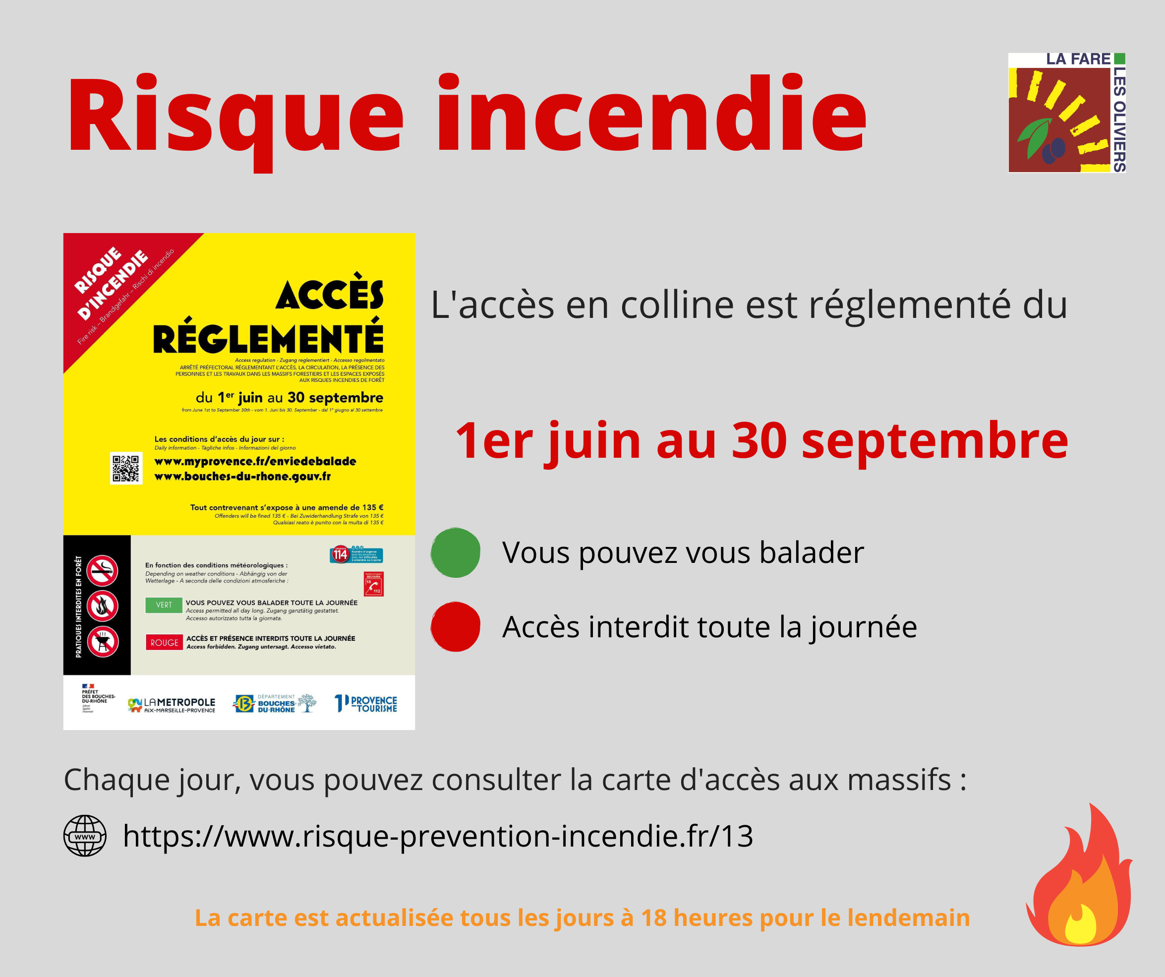 Le 1er juin marque le début de la saison des feux de forets – pensez à vérifier la carte d’accès aux massifs