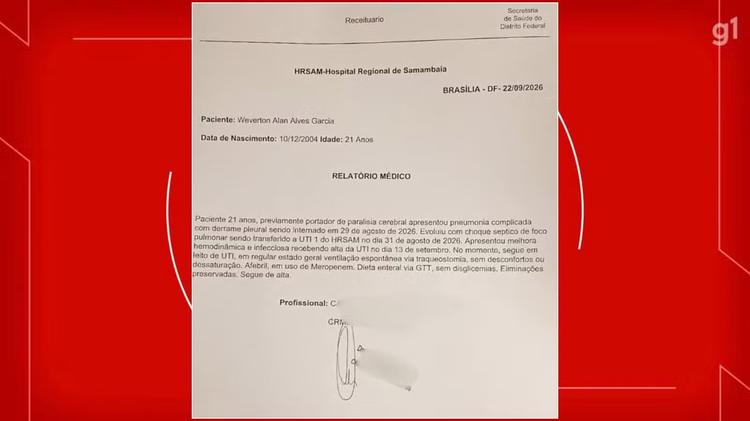 Após passar 10 dias na UTI, já de alta médica, jovem com paralisia cerebral consegue vaga em enfermaria no DF