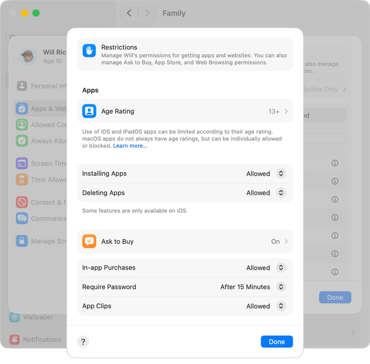 setting up ask to buy on macos26