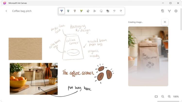 the microsoft ink canvas tool