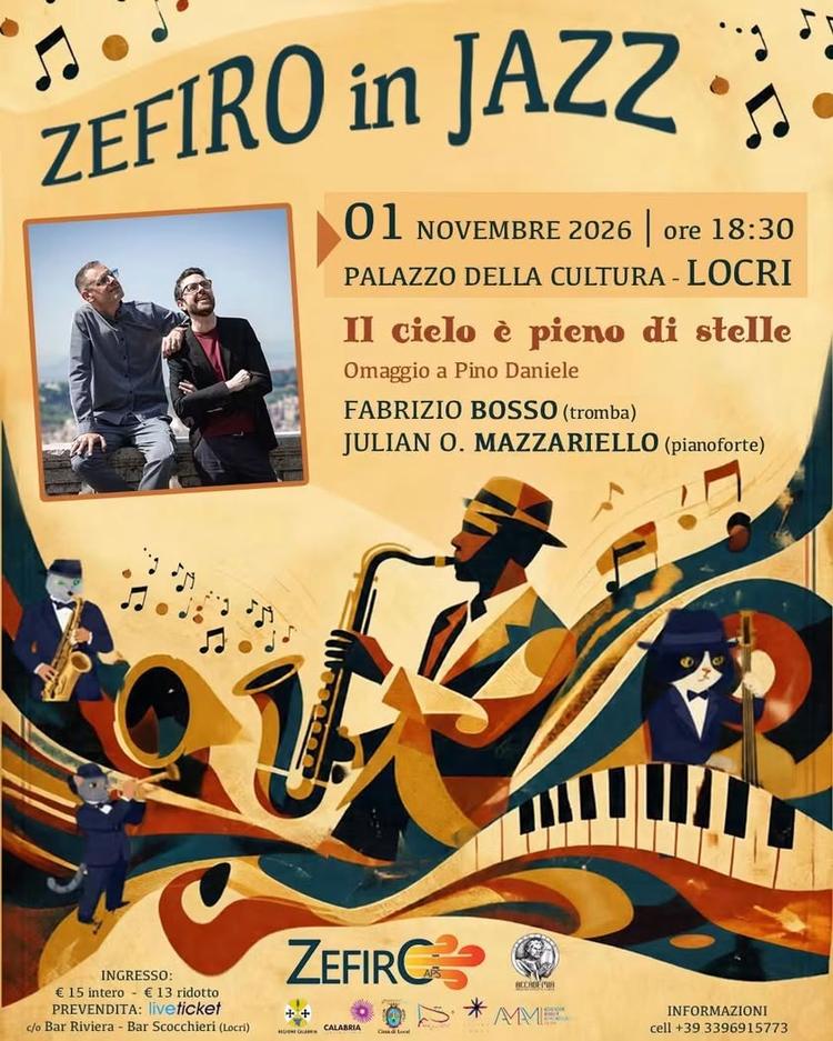 Domenica 1 novembre 2026 ore 18:30 Palazzo della Cultura𝗭𝗘𝗙𝗜𝗥𝗢 𝗜𝗡 𝗝𝗔𝗭𝗭
