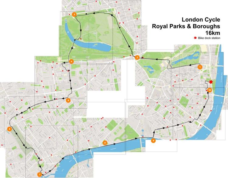 Route overview of the London Cycle Royal Parks & Chelsea