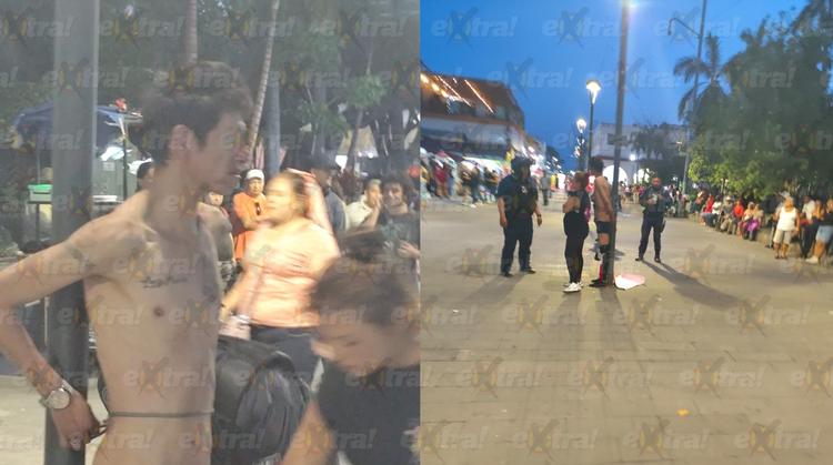 Comerciantes de Cuautla amarran y golpean a presunto ladrón en el Zócalo
