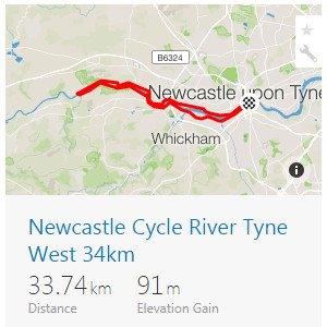 Route overview of the River Tyne West Circular Cycle