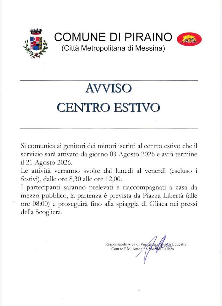 👉🏻 Avviso centro estivo 2026❗️