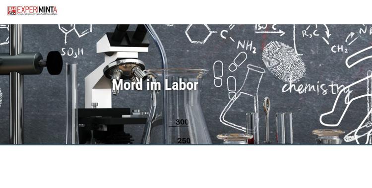  Bildcollage aus einem Labor mit Reagenzglas, Tafel mit Formeln und dem Überschriftentext