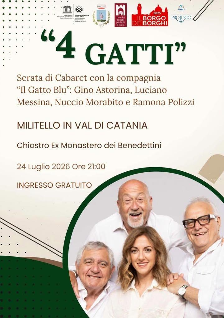 "Militello d'Estate" Dal 24 Luglio al 1 Agosto 2026 Militello in Val di Catania Questa sera ore 21.00... Chiostro Ex Mon...
