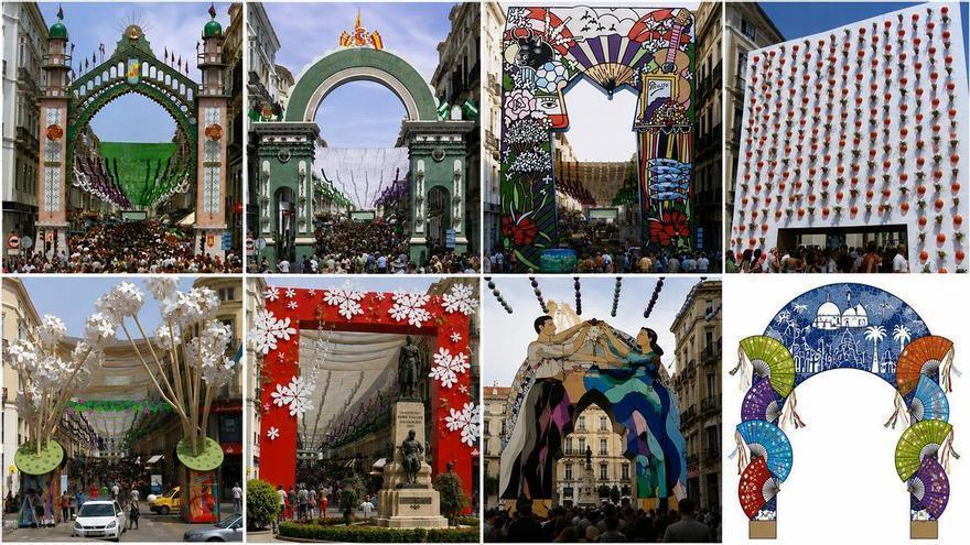 Así ha cambiado la portada de la Feria del Centro de Málaga en los últimos años
