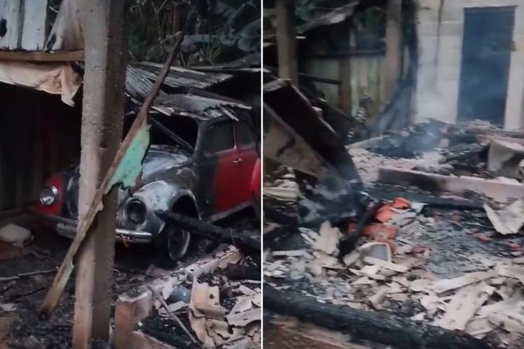 Casal sofre queimaduras após incêndio destruir casa no interior de SP; VÍDEO