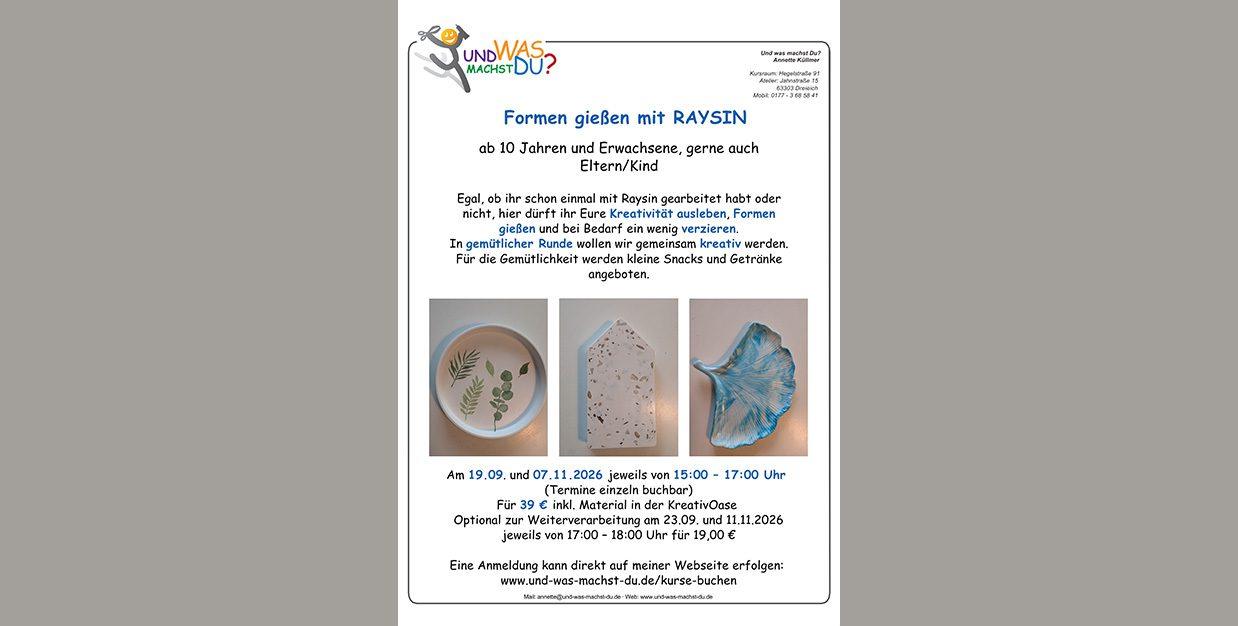 Formen gießen mit Raysin