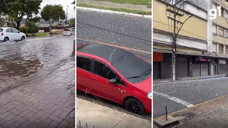 VÍDEO: Temporal causa alagamentos e chuva de granizo no RS, que está sob avisos de 'grande perigo'