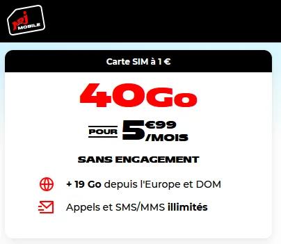 🔖 NRJ Mobile, forfait illimité/40Go à 6€/mois