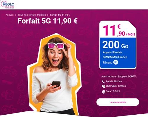 🔖 Réglo Mobile, forfait 5G illimité/200Go 12€/mois