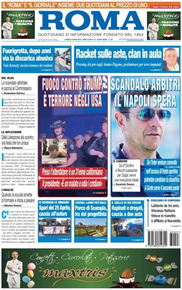 Il Roma: “Scandalo arbitri il Napoli spera”