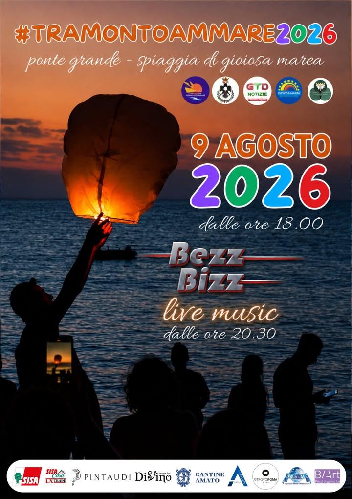 🌅 #TRAMONTOAMMARE 2026 🌅 Torna la magia più attesa dell'estate! Il 9 agosto, sulla splendida spiaggia di Gioiosa Marea...