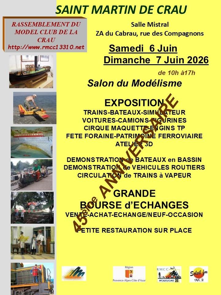 SALON DU MODÉLISME À ST MARTIN DE CRAU LES 06 ET 07 JUIN 2026
