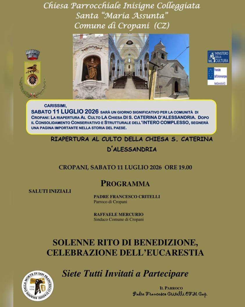 ⛪𝗥𝗜𝗔𝗣𝗘𝗥𝗧𝗨𝗥𝗔 𝗔𝗟 𝗖𝗨𝗟𝗧𝗢 𝗗𝗘𝗟𝗟𝗔 𝗖𝗛𝗜𝗘𝗦𝗔 𝗦𝗔𝗡𝗧𝗔 𝗖𝗔𝗧𝗘𝗥𝗜𝗡𝗔 𝗗'𝗔𝗟𝗘𝗦𝗦𝗔𝗡𝗗𝗥𝗜𝗔. ❤️​...
