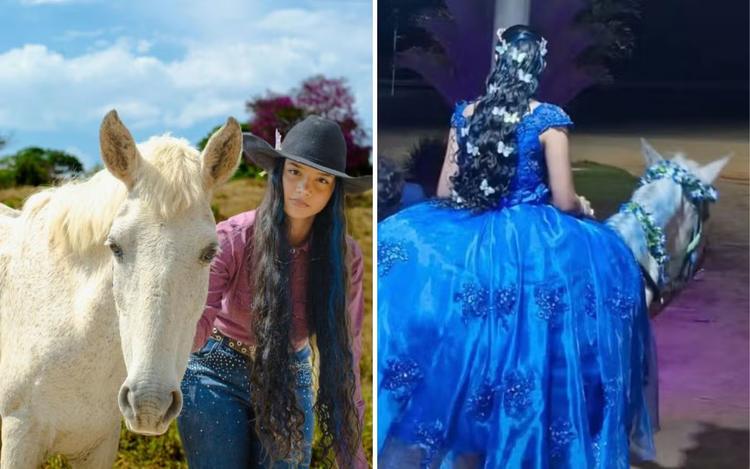 Égua de adolescente que entrou em festa ao som de Leonardo para homenagear o avô foi dada de presente pela mãe: 'Não podia pagar muito'