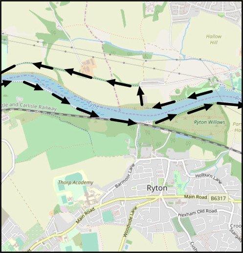 Part 7 of the River Tyne West Circular Cycle on National Cycle Route 72 Hadrian's Way passed the River Tyne