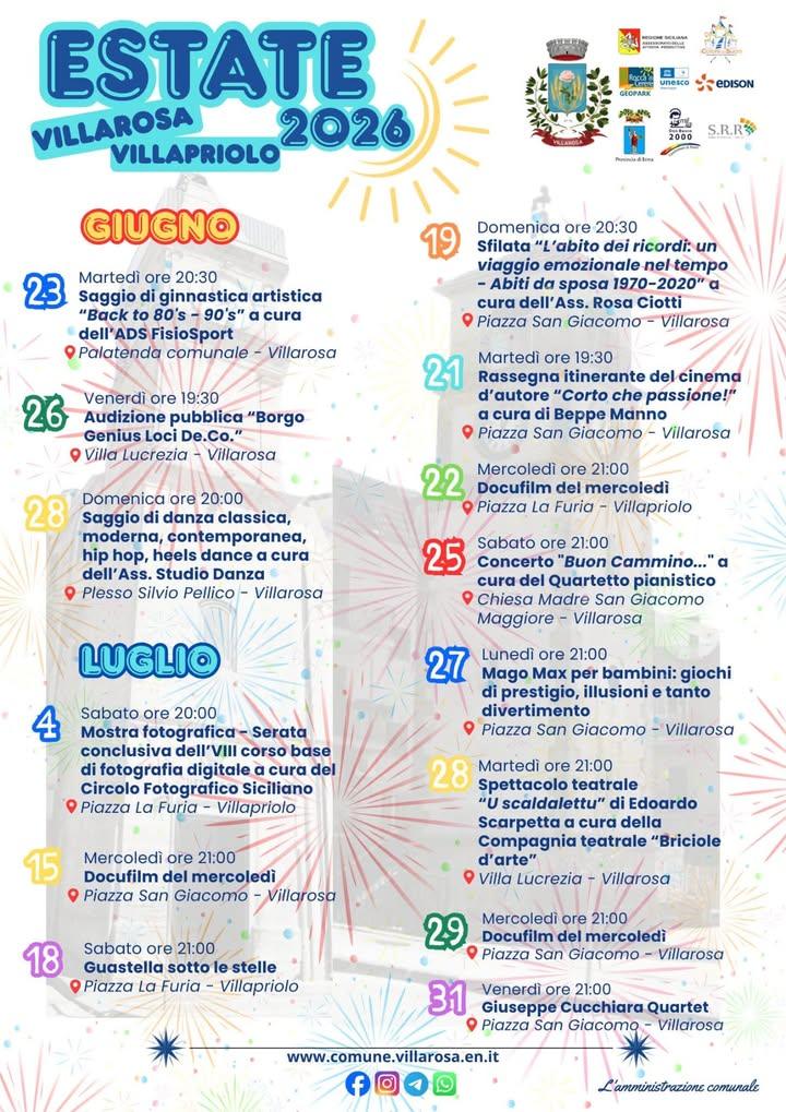 ☀️ 𝐄𝐒𝐓𝐀𝐓𝐄 𝐕𝐈𝐋𝐋𝐀𝐑𝐎𝐒𝐀 𝐄 𝐕𝐈𝐋𝐋𝐀𝐏𝐑𝐈𝐎𝐋𝐎 𝟐𝟎𝟐𝟔🎉 Siamo felici di presentare il programma degli ap...