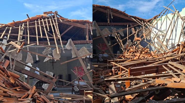 Teto desaba e igreja fica destruída no Piauí; ninguém ficou ferido
