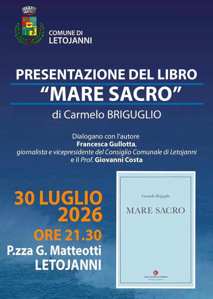 📌QUESTA SERA PRESENTAZIONE DEL LIBRO "MARE SACRO" Nella splendida cornice di piazza Matteotti si terrà la presentazione...