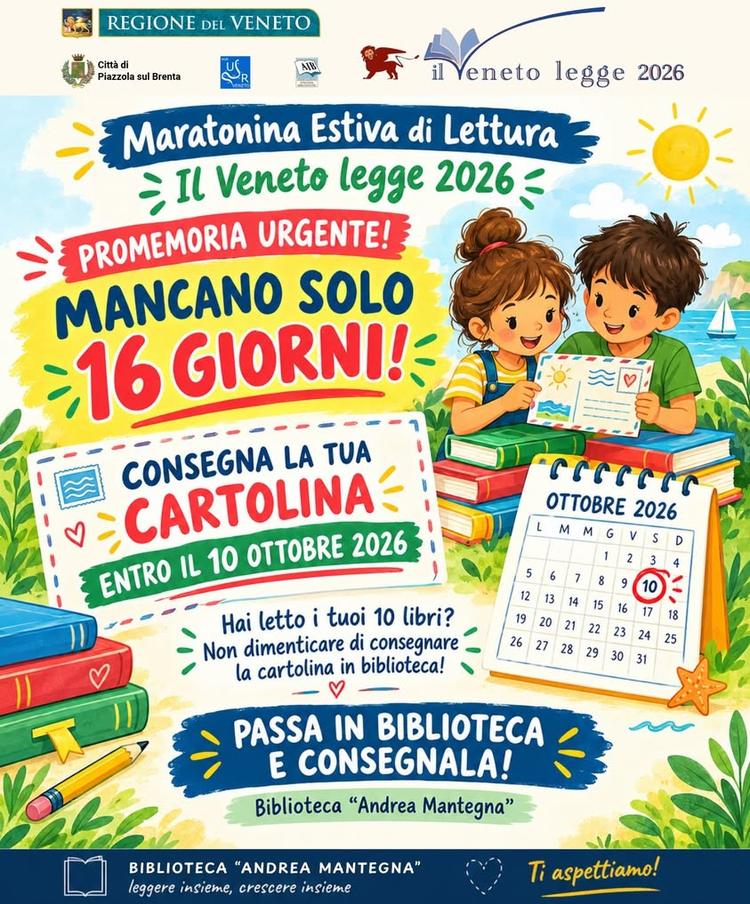 📚 ULTIMI GIORNI PER LA MARATONINA ESTIVA DI LETTURA! ☀️📖 La Maratonina Estiva di Lettura – Il Veneto legge 2026 sta pe...