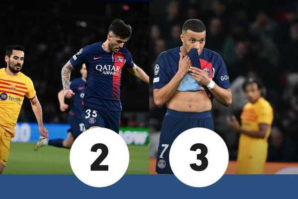 PSG x Barcelona: Beraldo e Mbappé recebem piores notas de jornais da França